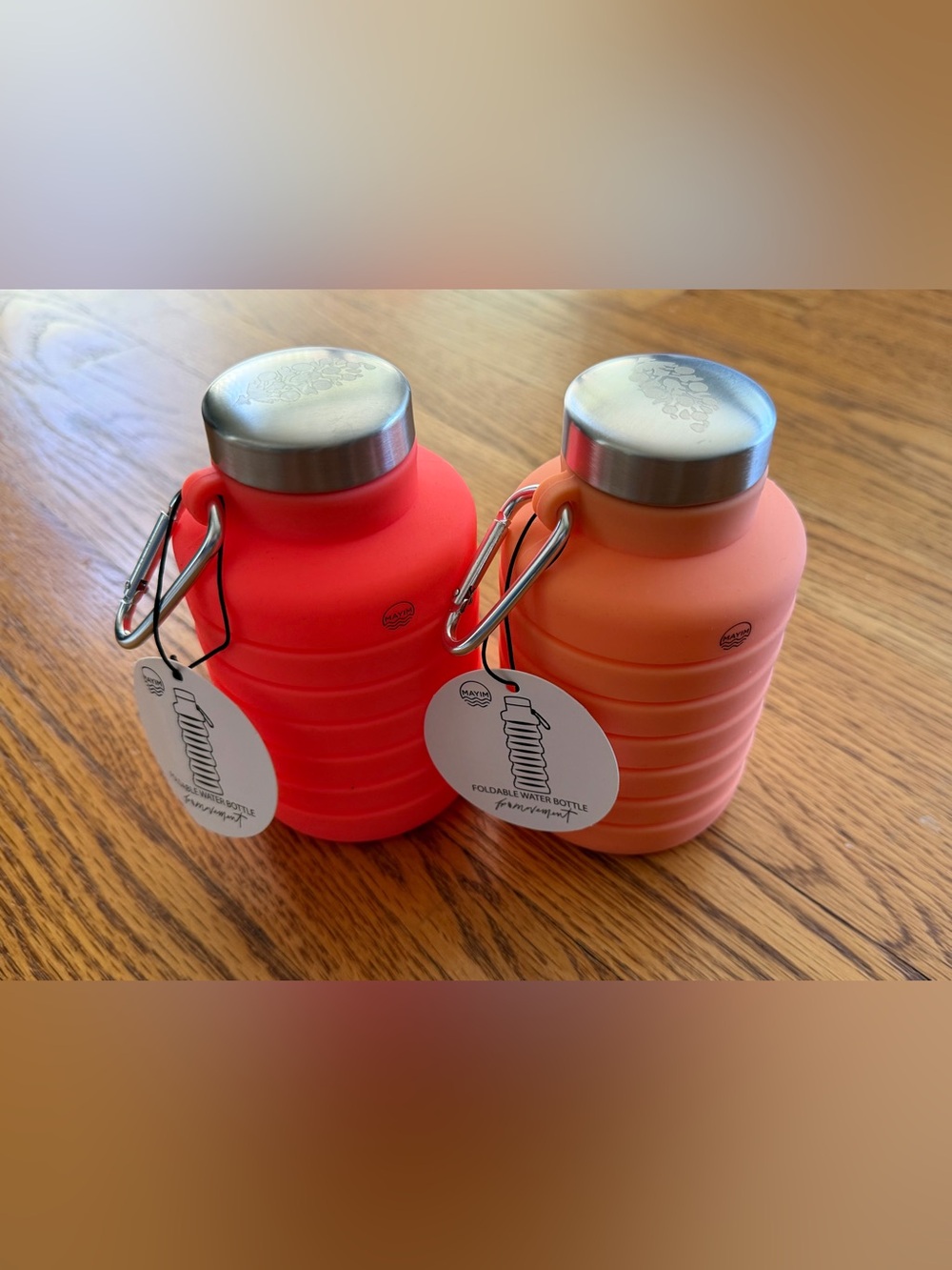 MAYIM & Free People Foldable Silicone Water Bottle - Coral & Orange